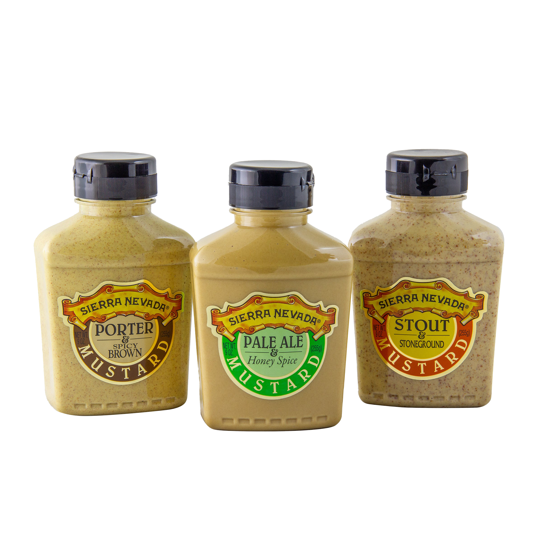 Trio of Sierra Nevada mustard bottles