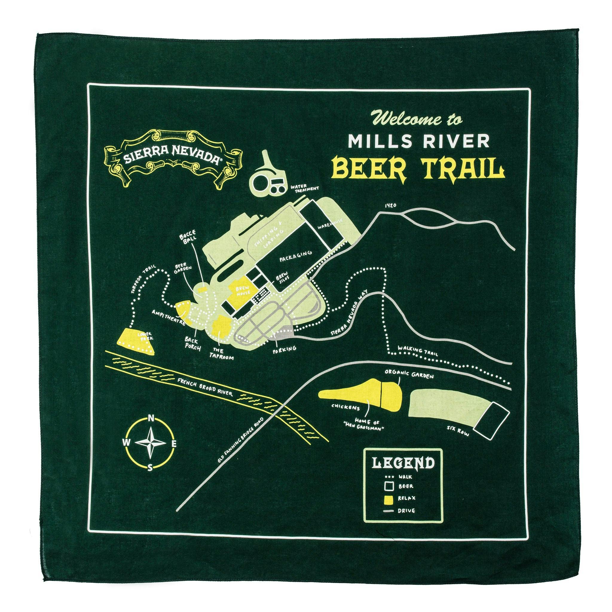 Sierra Nevada Mills River Trail Map Bandana